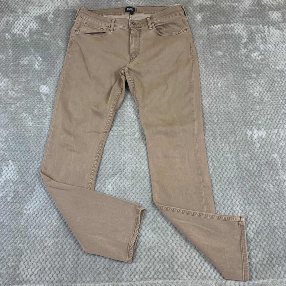 PAIGE Federal Jeans Mens 34 Tan Brown Slim Straight Stretch M655799-7320